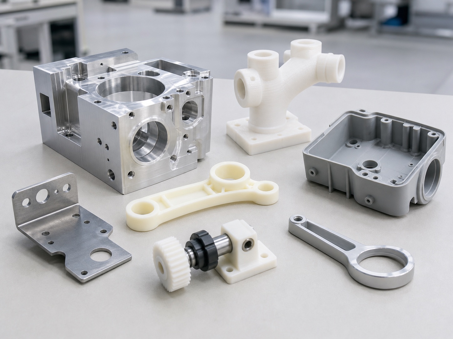 Rapid-Prototyping-Muster mit CNC-, 3D-Druck- und Blechteilen