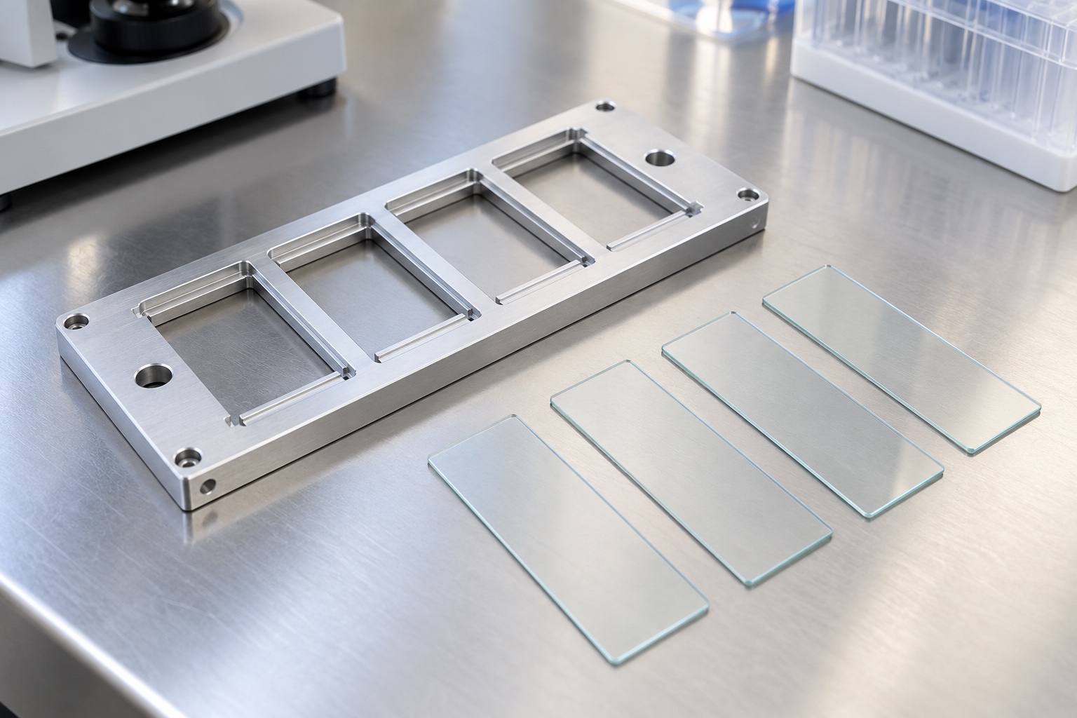 Soporte de aluminio 6061 para escáner de portaobjetos: ejemplo CNC