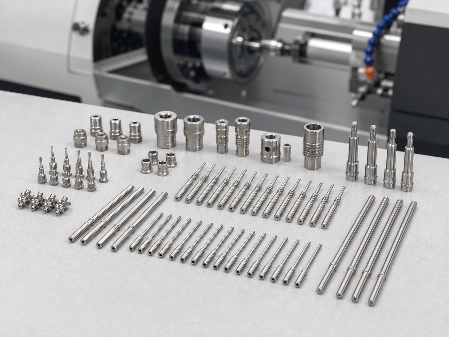 Swiss machined small shafts, pins, connectors and precision turned components