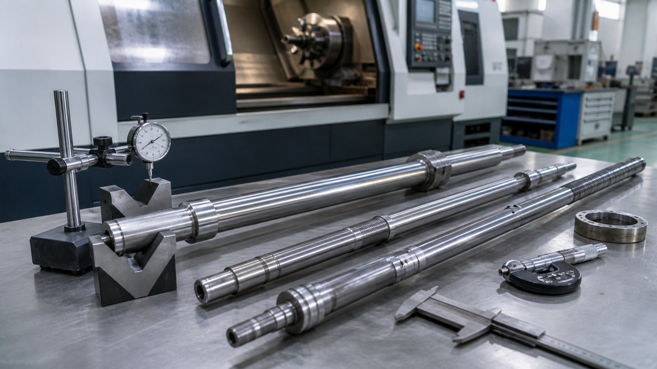 Revision tecnica de mecanizado CNC: How to Improve Coaxiality and Straightness in Custom Long-Shaft Machining