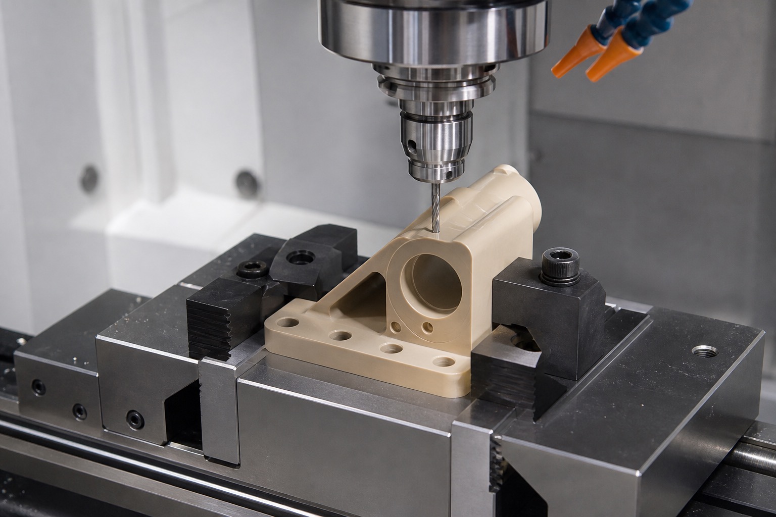 CNC Machined PEEK Sensor Mounting Bracket for Medical Diagnostic Equipment