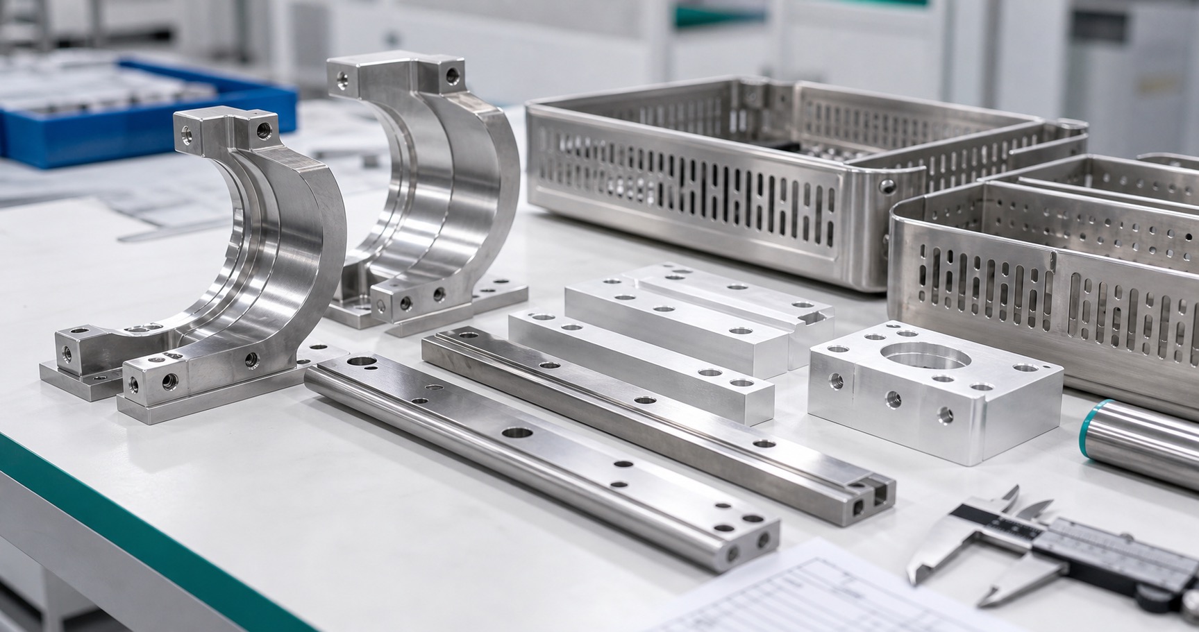 CNC-Bearbeitung von Teilen für medizinische Sterilisationsgeräte: Schienen, Halter und Trays