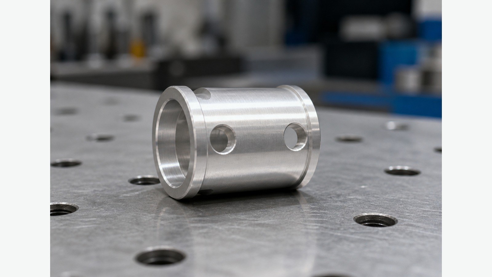 Bearbeitung eines Aluminium-Zylindergehaeuses fuer Automatisierung: Bezuge, Querbohrungen und Grate