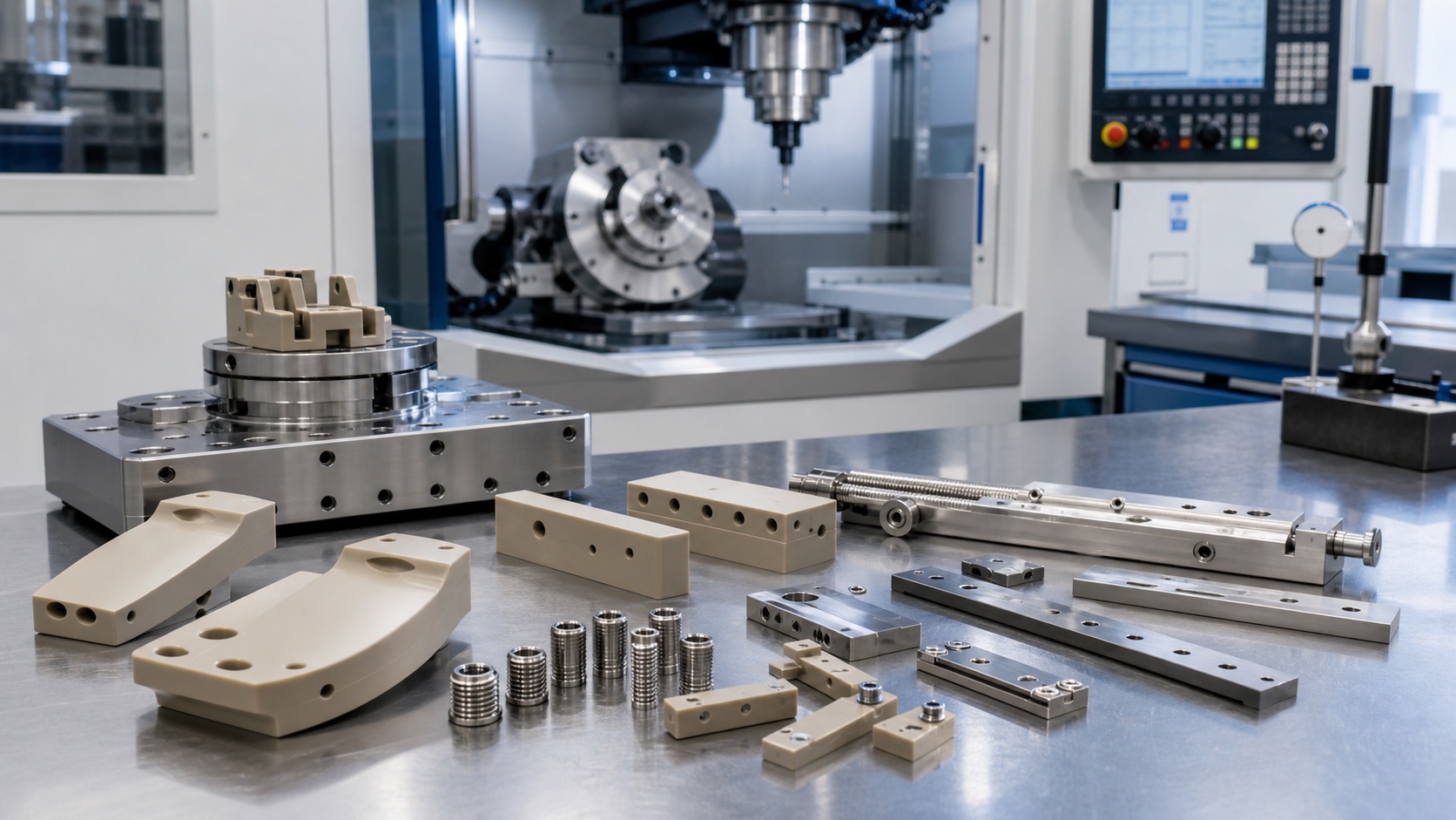 CNC Machining MRI-Compatible Patient Positioning Fixture Parts: PEEK Blocks, Rails and Inserts
