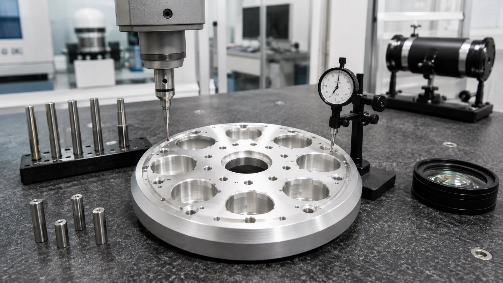Inspection of the rotor adapter plate on a metrology bench