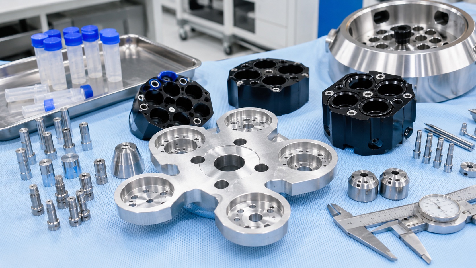 Componentes mecanizados CNC para centrifugas medicas