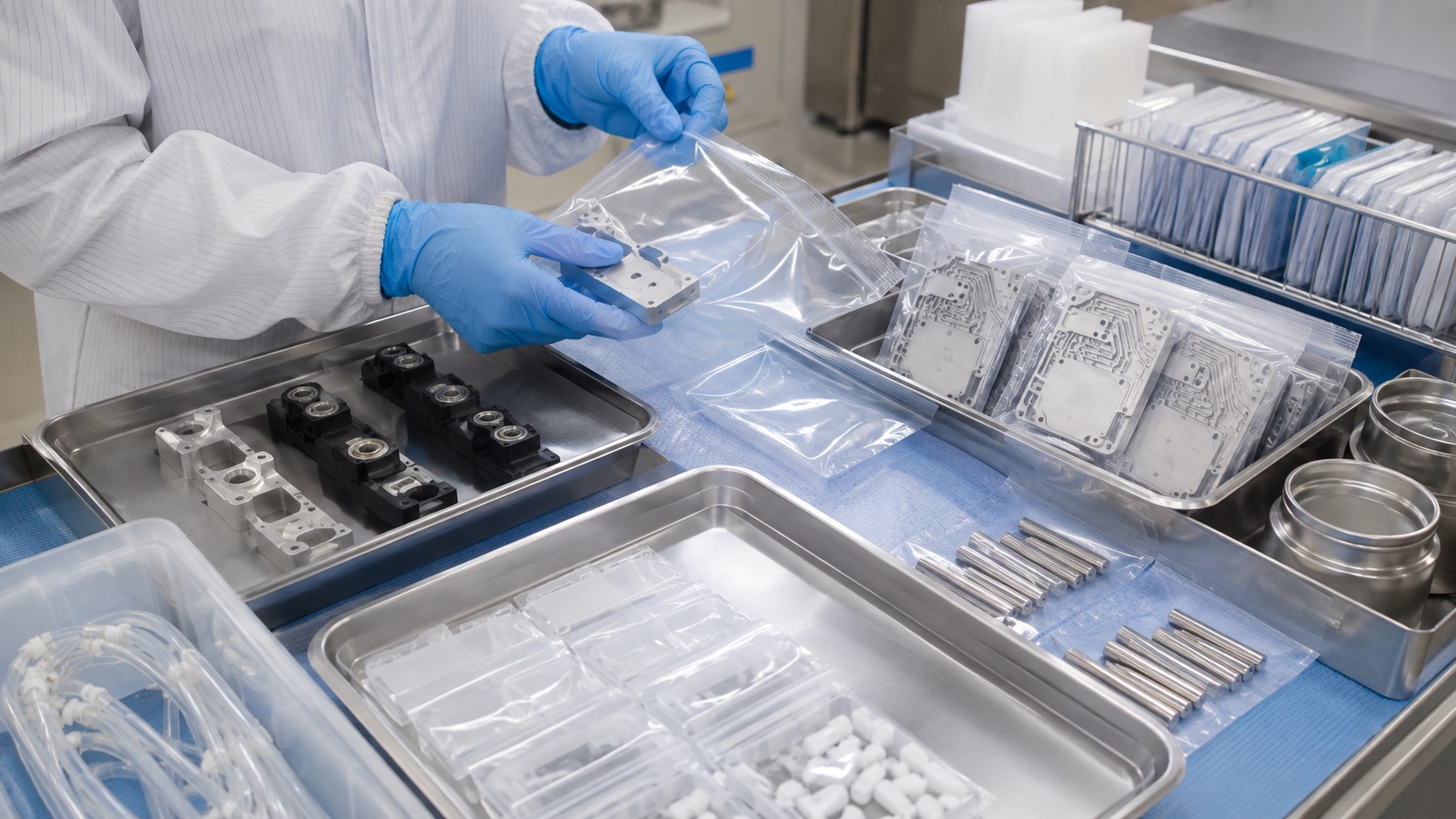 Embalaje limpio para montaje medico