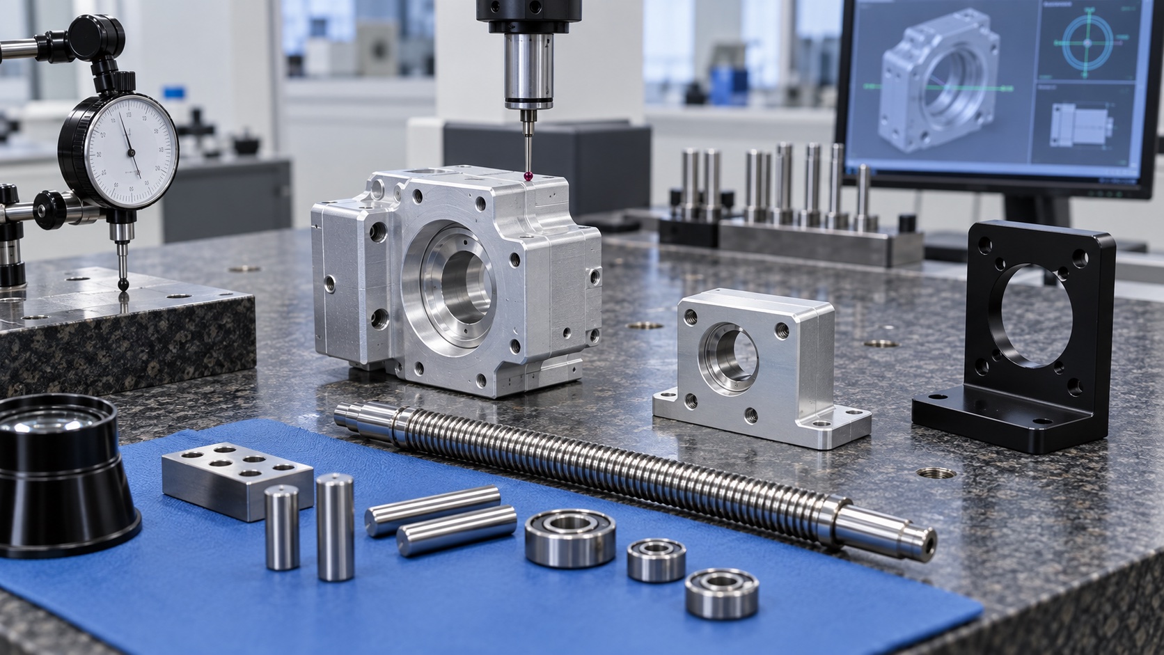 Inspection of bore coaxiality, flatness, lead screw parallelism and hole position