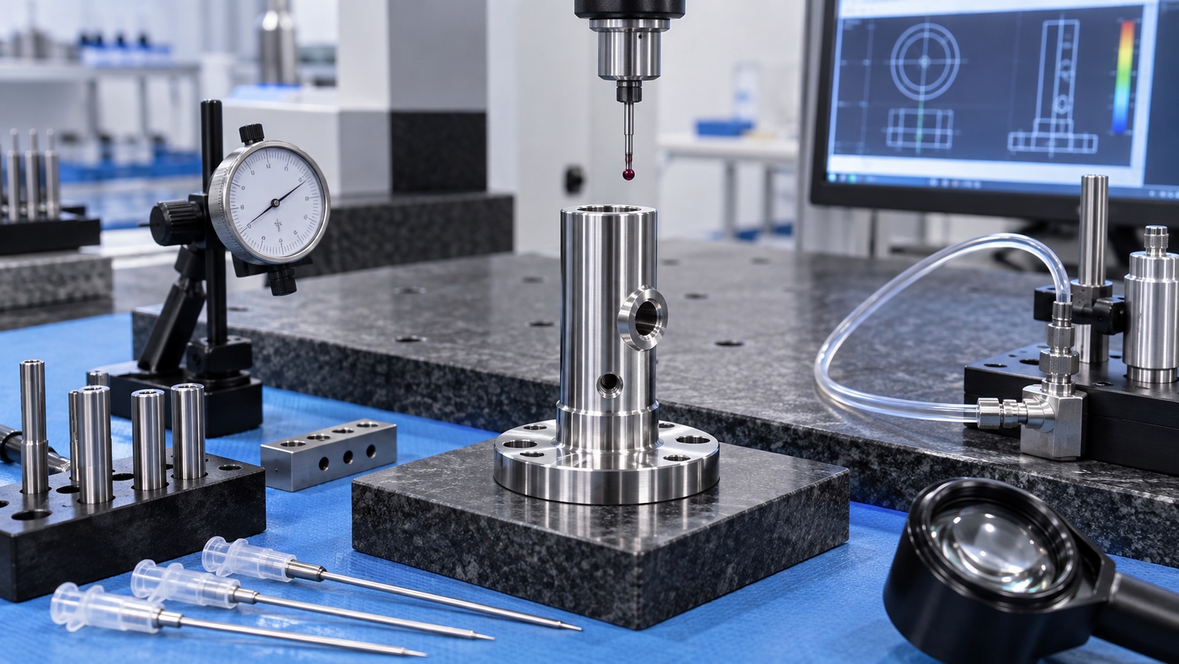 Metrology inspection for bore straightness, cross-hole position and sealing face quality