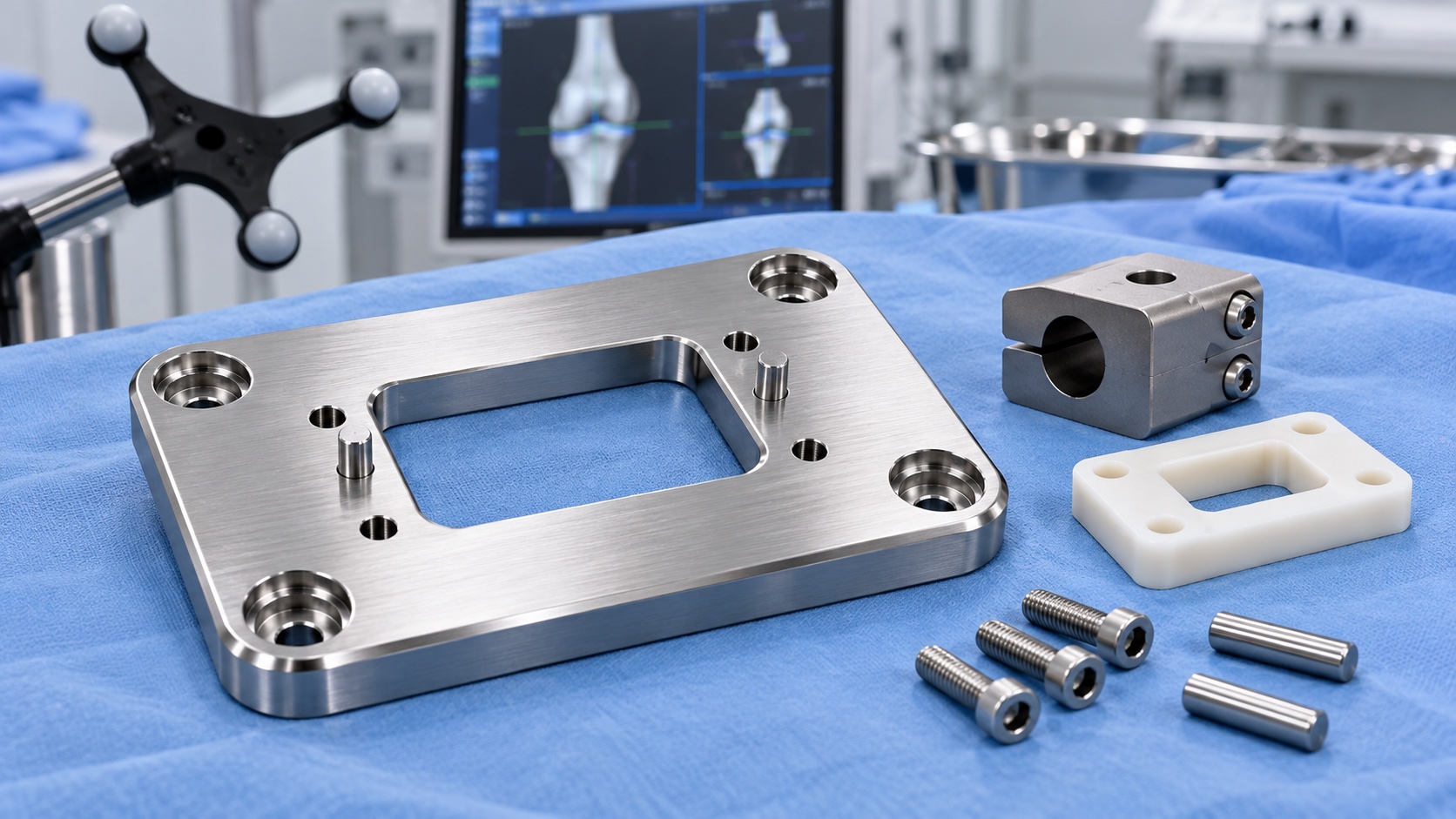 Produktansicht sterile Adapterplatte aus 316L Edelstahl