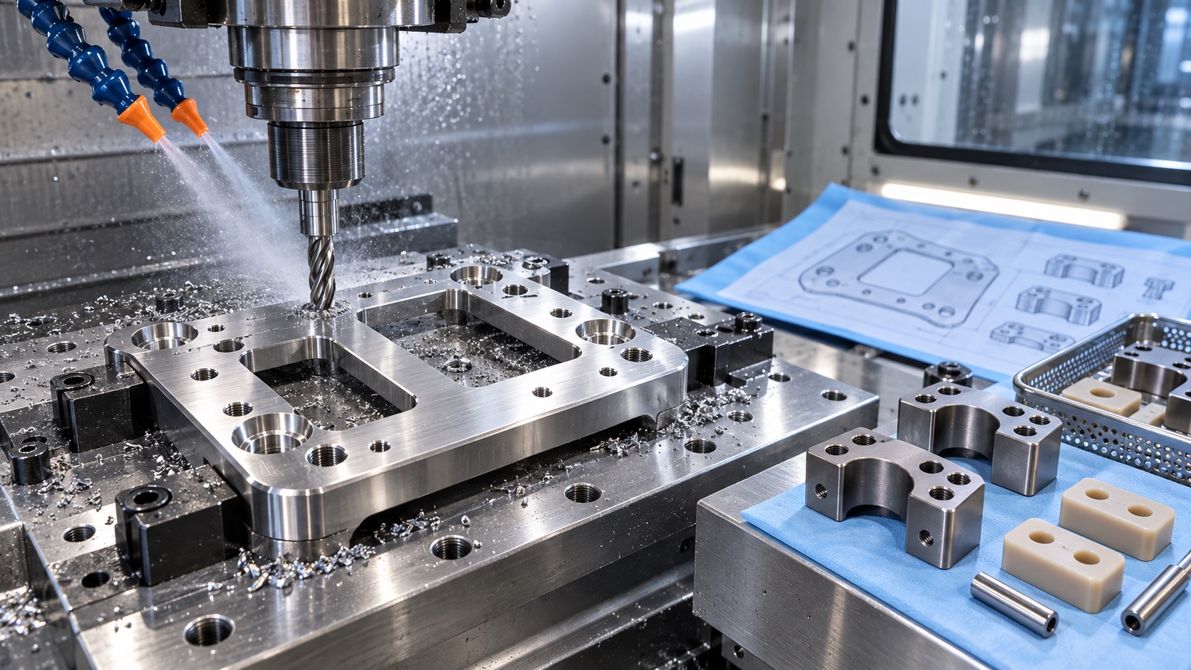 CNC machining a sterile adapter plate for surgical navigation equipment
