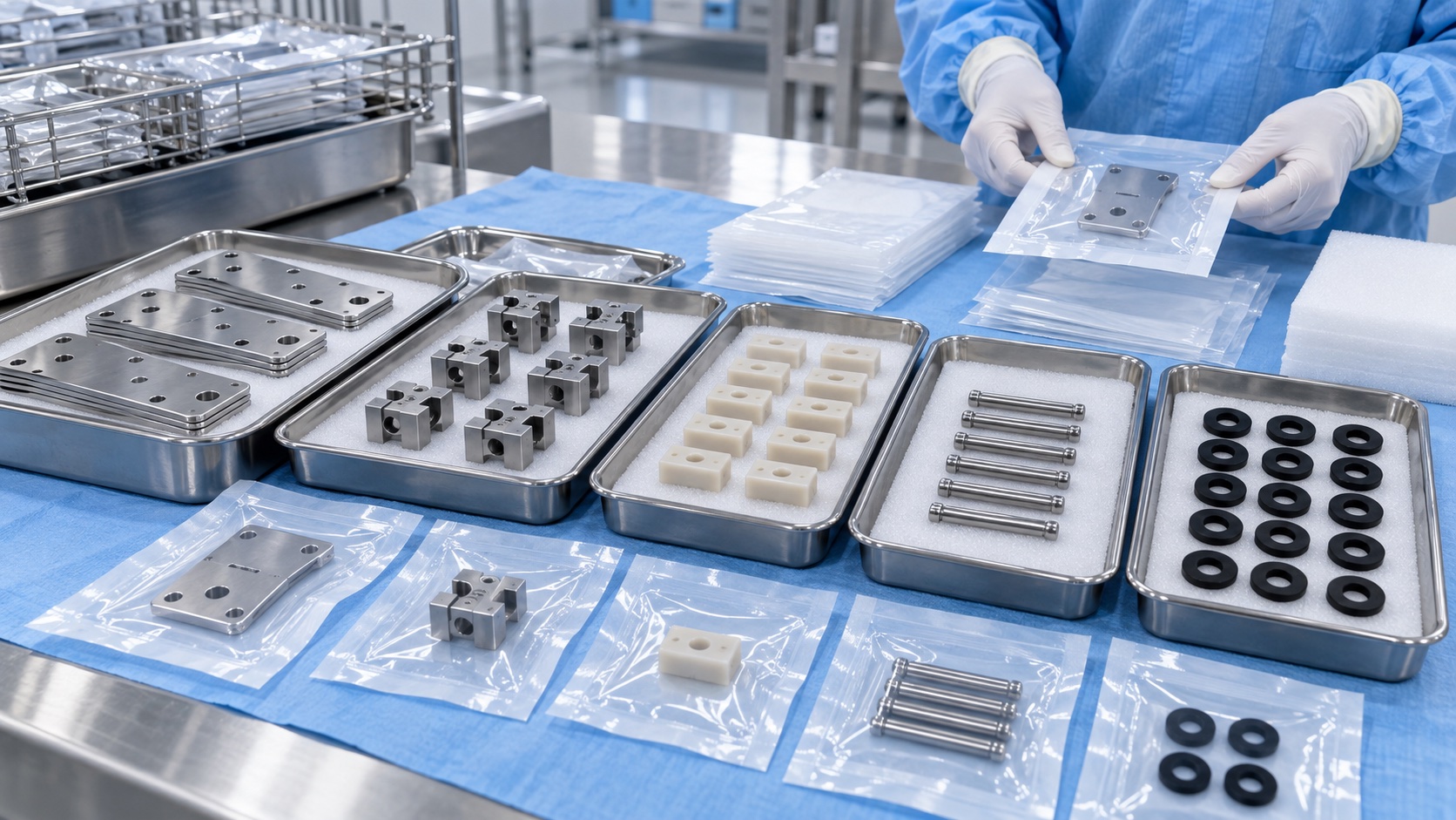 Clean packaging for sterile surgical navigation CNC parts