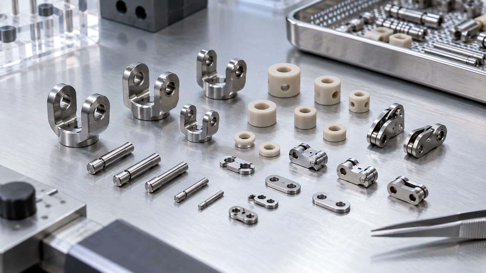 CNC Machining Endoscope Articulation Components: 316L Yokes, Hinge Pins and PEEK Bushings