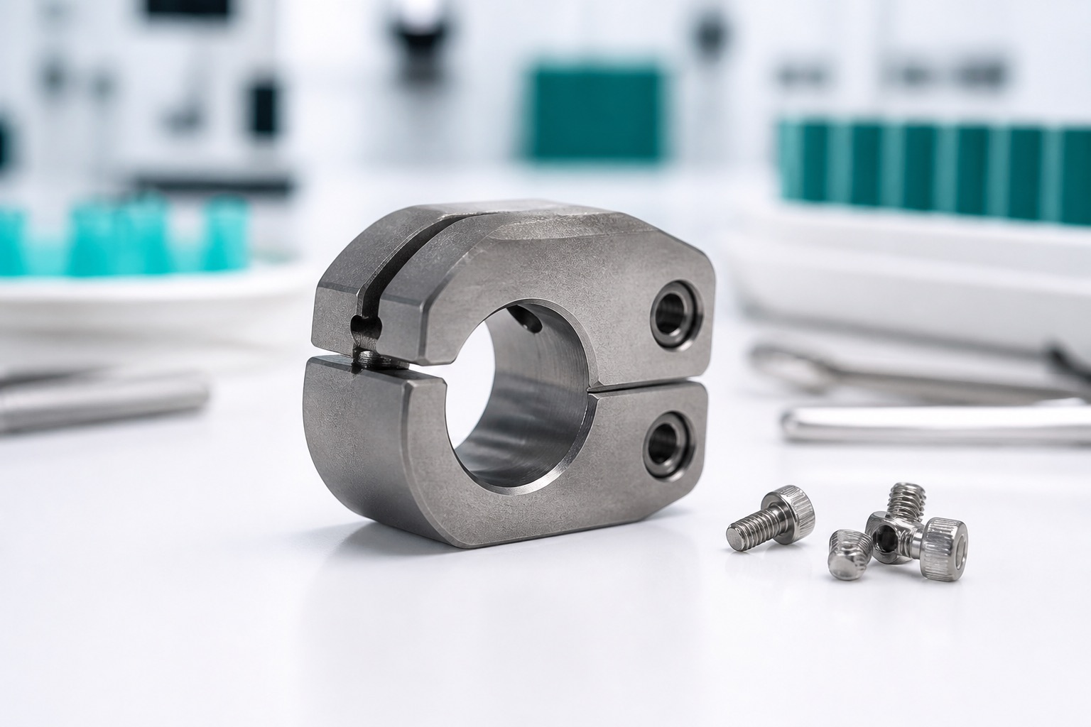 Representative titanium split locking clamp