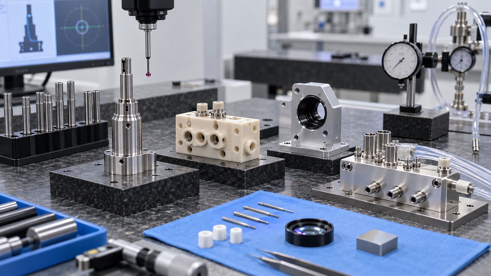 Inspection of probe axis, bores and mounting datums