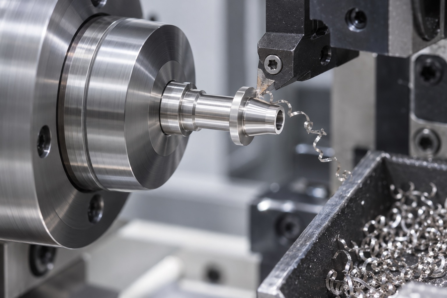 Illustrative turning of a coaxial stainless adapter