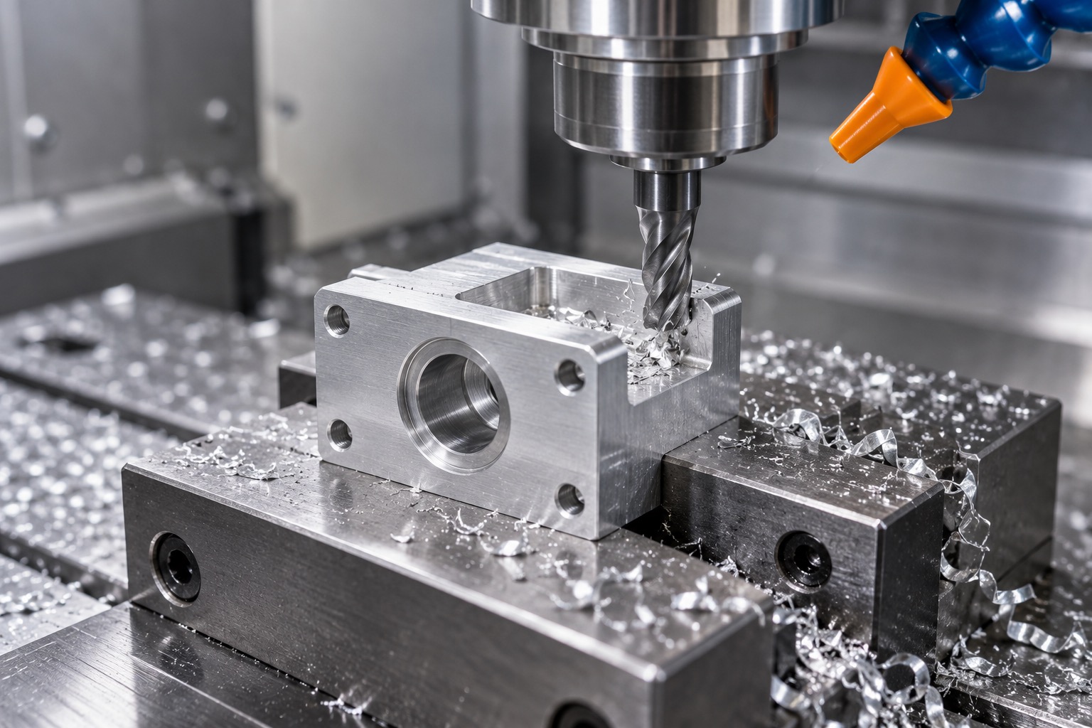 Illustrative machining of a motor and bearing support