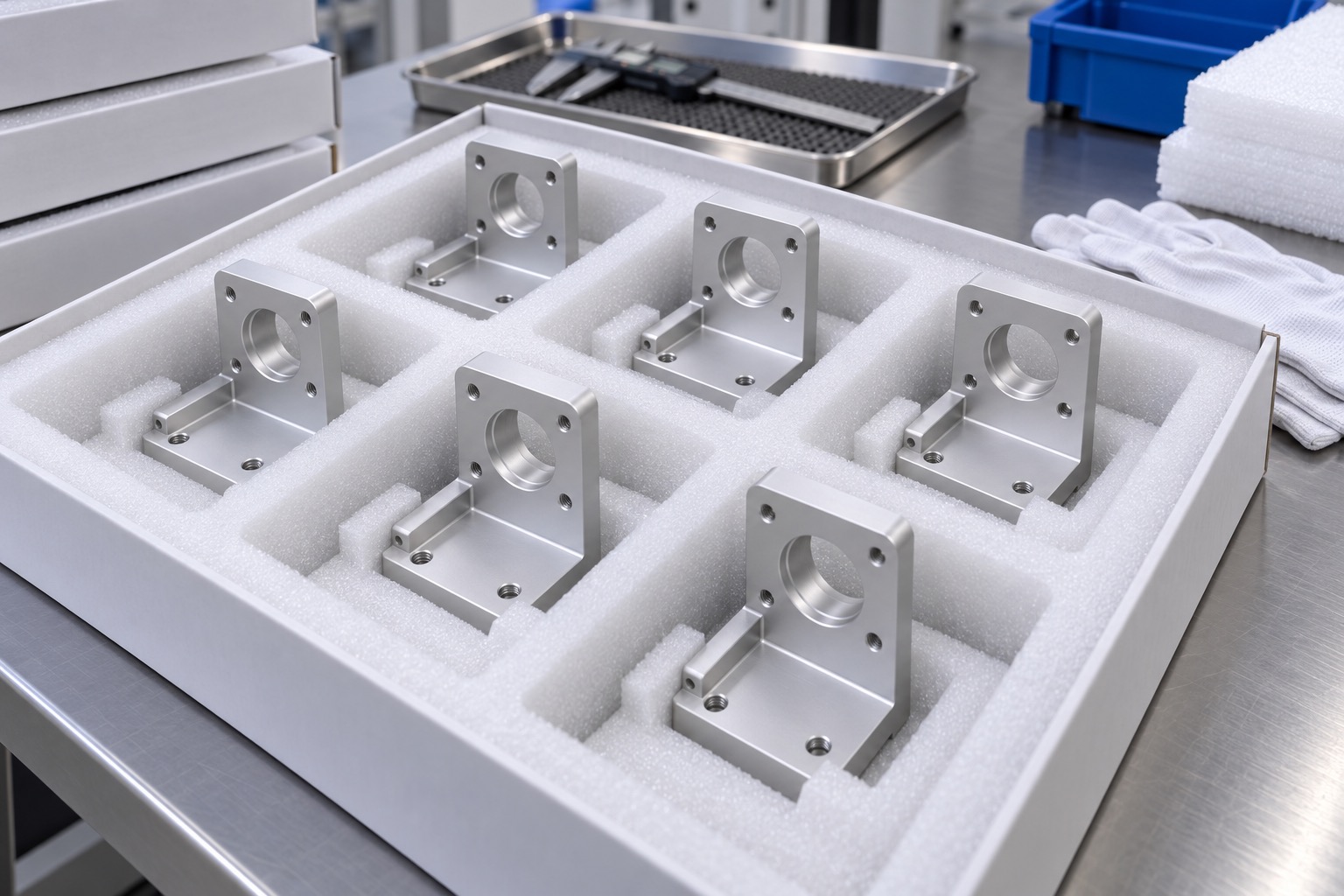 Beispielhafte getrennte Schutztrays für fertige Halter