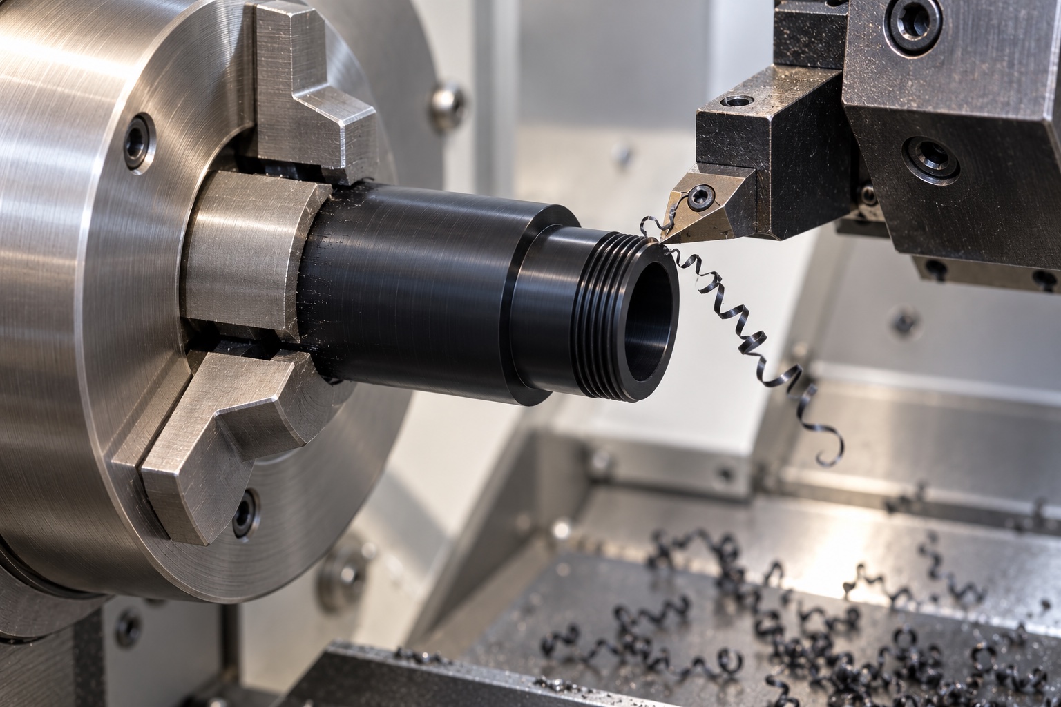 Illustrative CNC manufacturing: Black POM Photometer Filter Retaining Ring: Representative Precision Turning Case