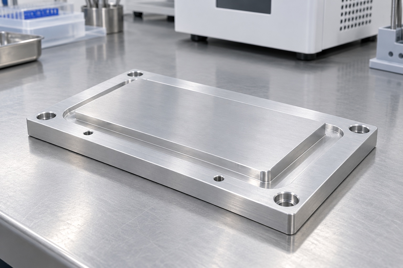 Illustrative component concept: Medical Equipment Heat-Sink Bases: Contact Faces, Mounting Features and CNC Inspection