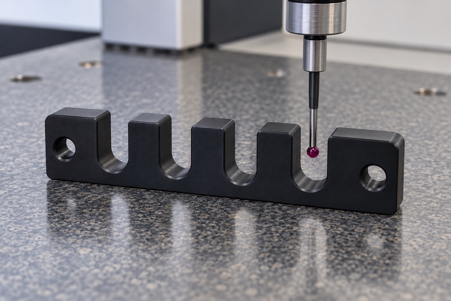 Illustrative inspection setup; no measured result: Internal Cable Guide Combs for Medical Equipment: Slot Geometry, Routing and CNC Inspection