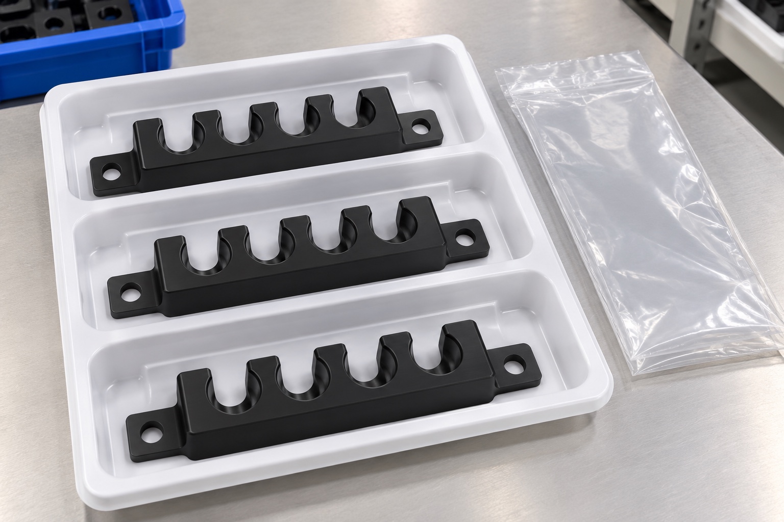 Illustrative protective packaging; not sterile delivery: Internal Cable Guide Combs for Medical Equipment: Slot Geometry, Routing and CNC Inspection
