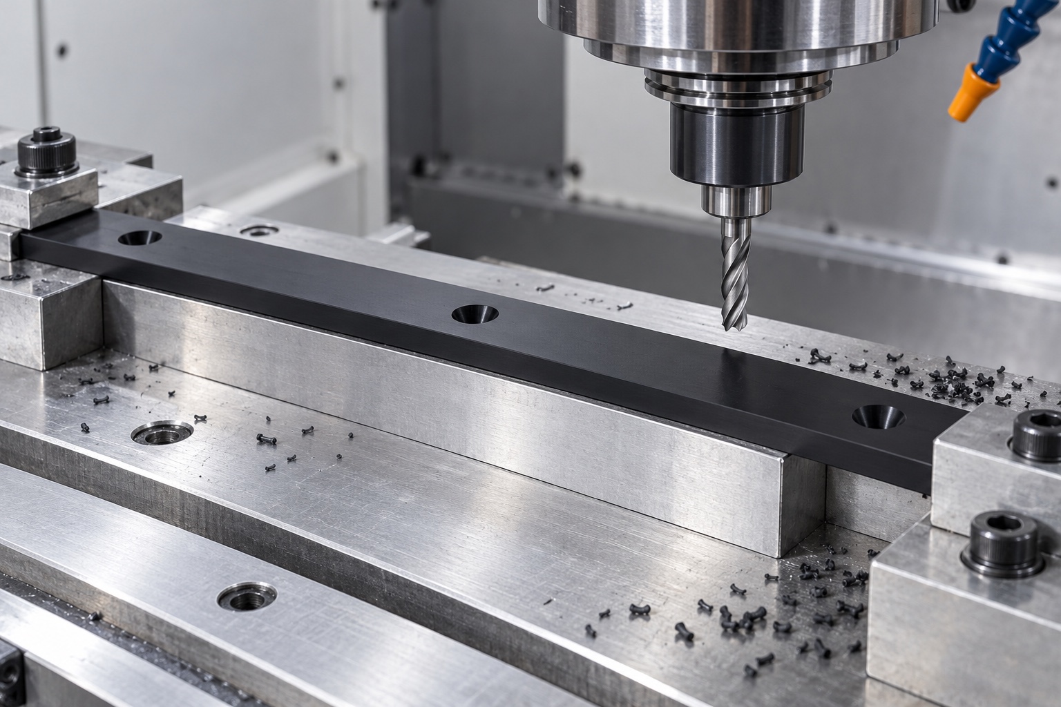 Illustrative CNC manufacturing: Black POM Medical Equipment Drawer Wear Strip: Representative CNC Manufacturing Example