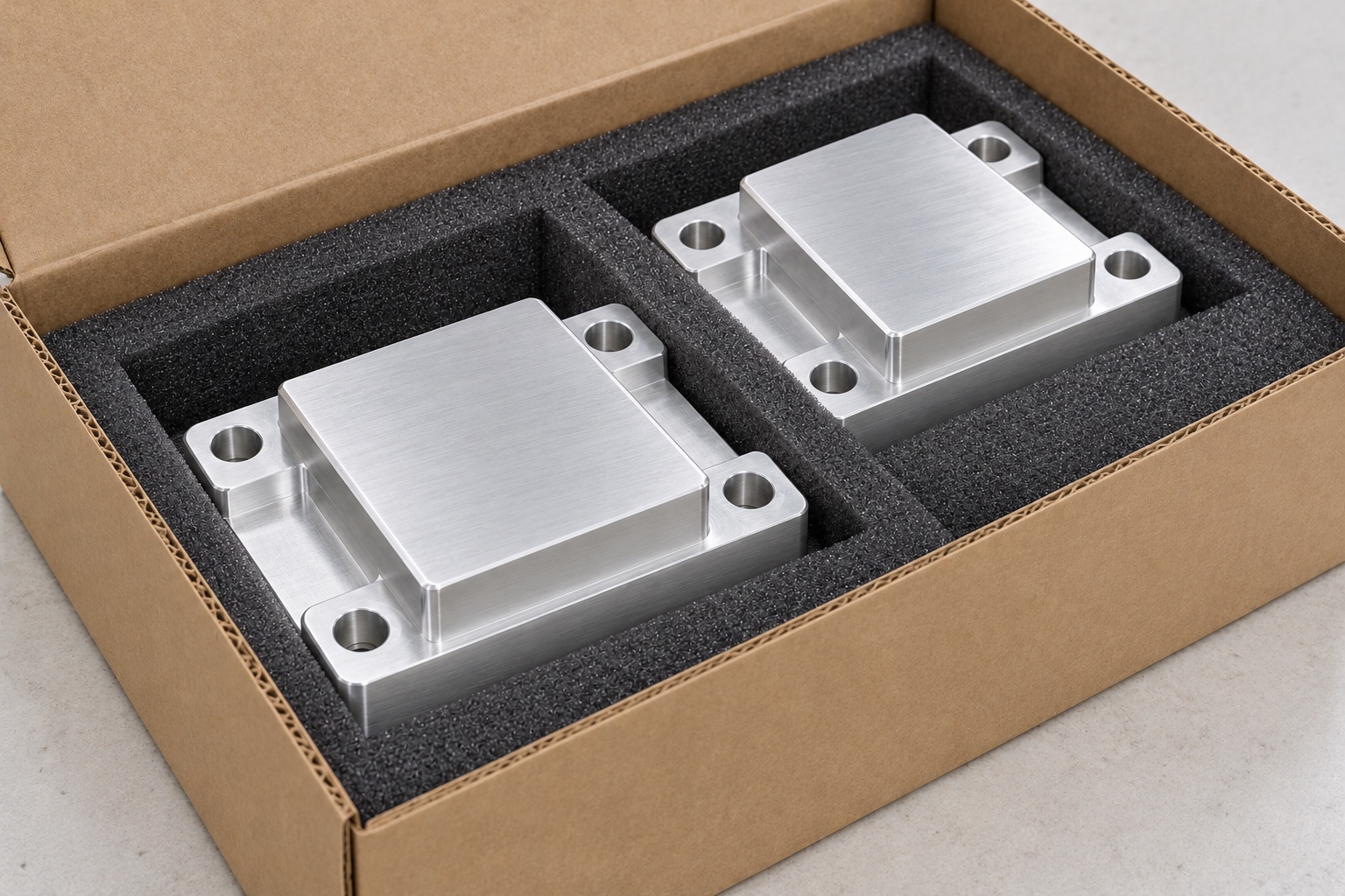 Illustrative protective packaging; not sterile delivery: Medical Analyzer Load-Cell Support Blocks: Contact Lands, Load Paths and CNC Inspection