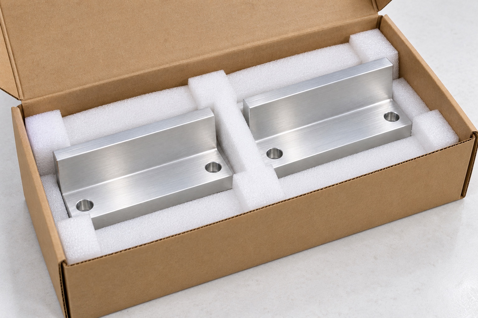 Illustrative protective packaging; not sterile delivery: Medical Analyzer Microplate Clamp Jaws: Contact Ledges, Access and CNC Inspection