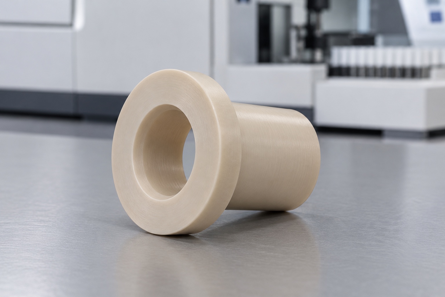 Natural PEEK Medical Analyzer Flanged Guide Bushing: Representative CNC Manufacturing Example