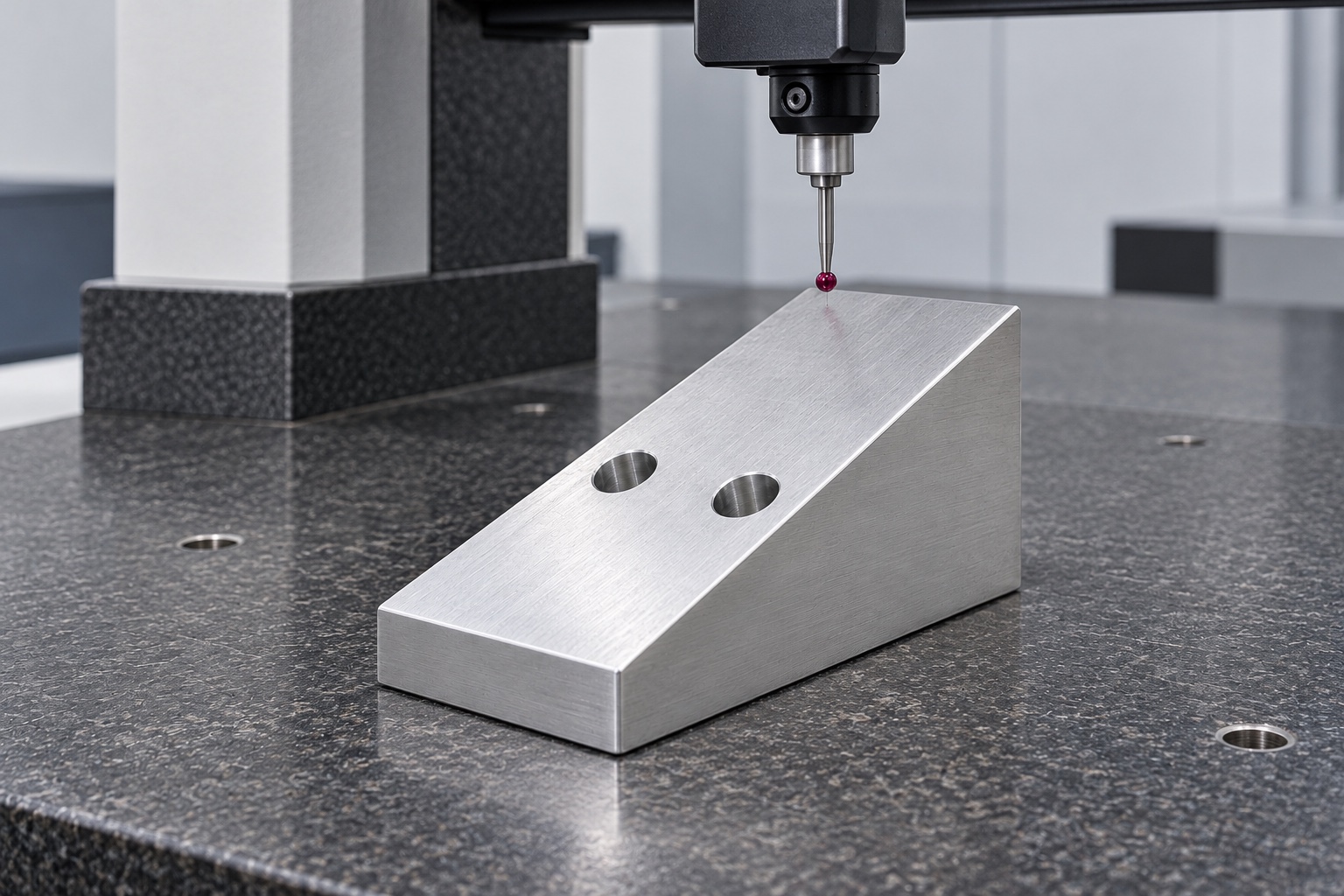 Illustrative inspection setup; no measured result: 6061 Medical Analyzer Sensor Wedge: Representative CNC Manufacturing Example
