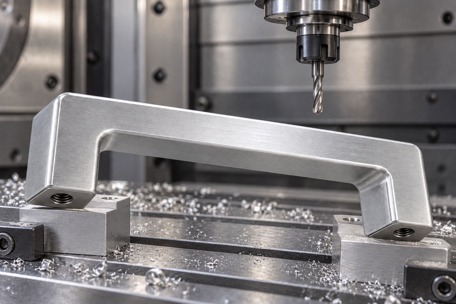 Illustrative CNC manufacturing: Medical Equipment Service Pull Handles: Mounting Feet, Clearance and CNC Inspection