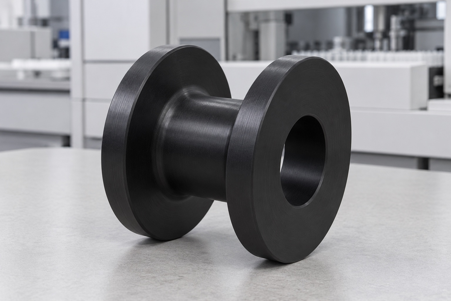 Illustrative component concept: Static Cable Guide Spools for Medical Equipment: Contact Radius, Flanges and CNC Inspection