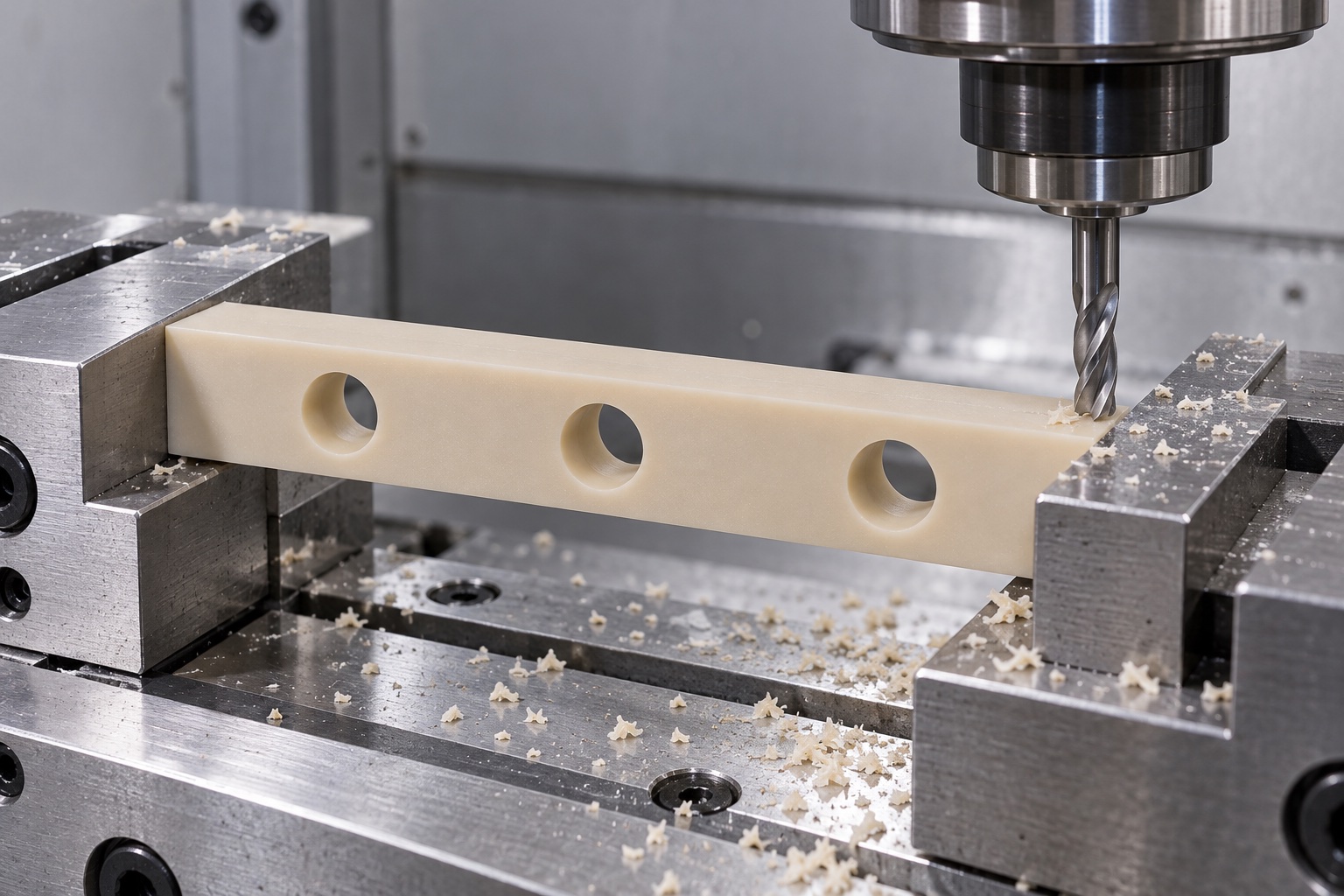 Illustrative CNC manufacturing: Medical Equipment Terminal Spacer Bars: Hole Spacing, Support and PEEK Machining