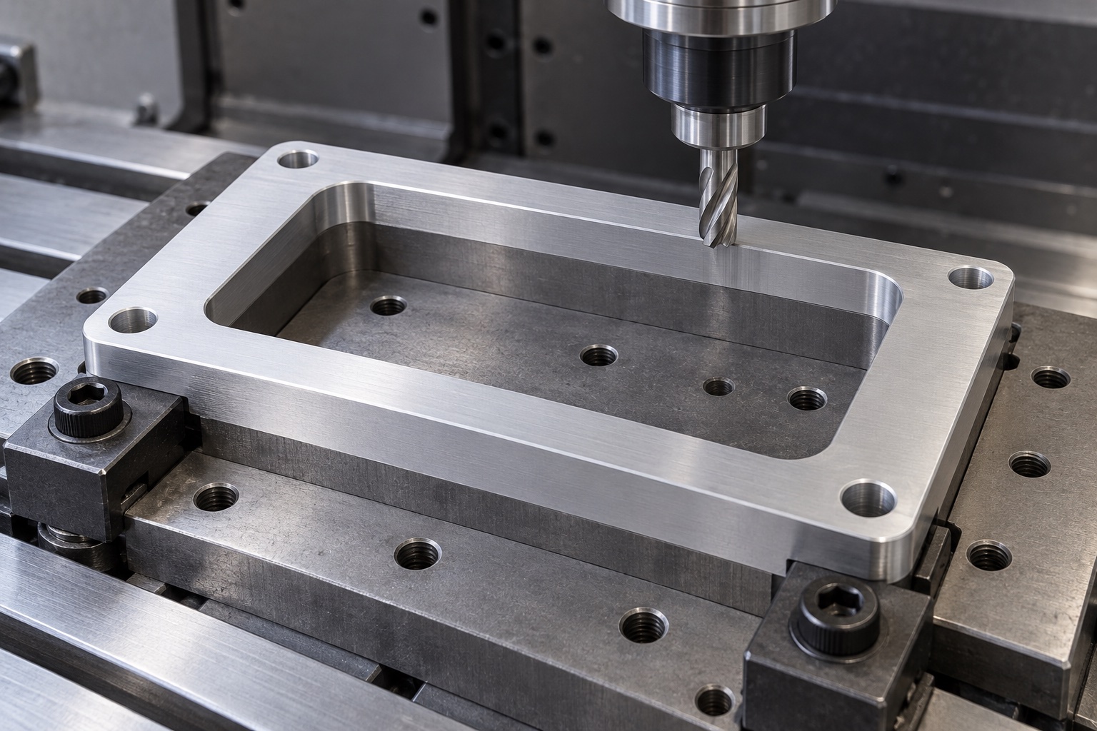 Illustrative CNC manufacturing: Medical Detector Adapter Frames: Openings, Contact Lands and CNC Inspection