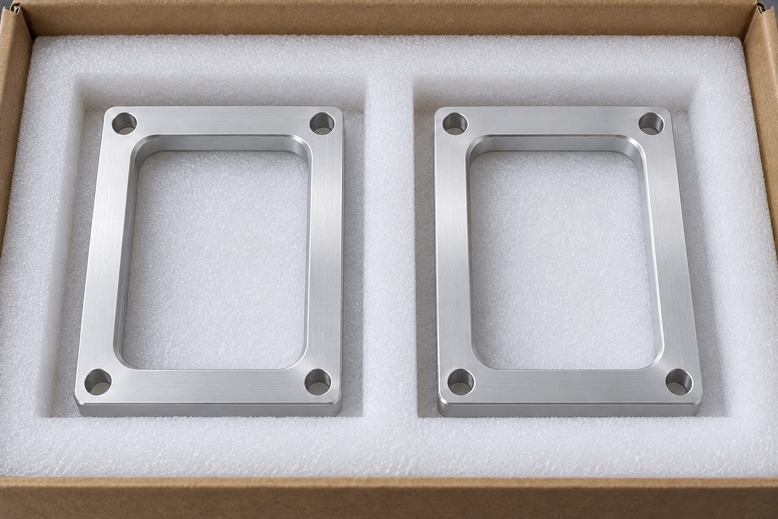 Illustrative protective packaging; not sterile delivery: Medical Detector Adapter Frames: Openings, Contact Lands and CNC Inspection