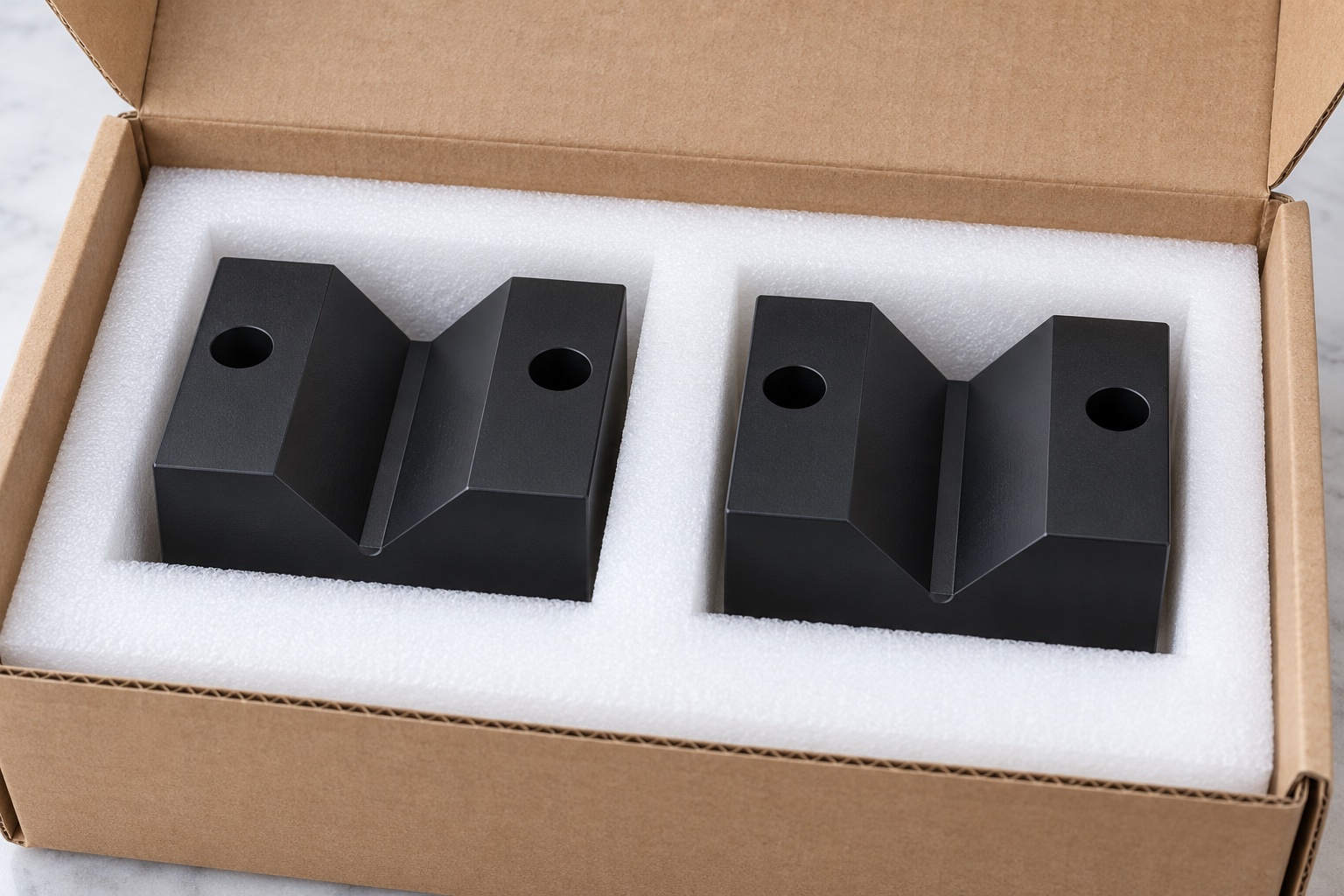 Illustrative protective packaging; not sterile delivery: Medical Equipment V-Groove Sensor Supports: Contact Geometry, Mounting and POM-C Inspection